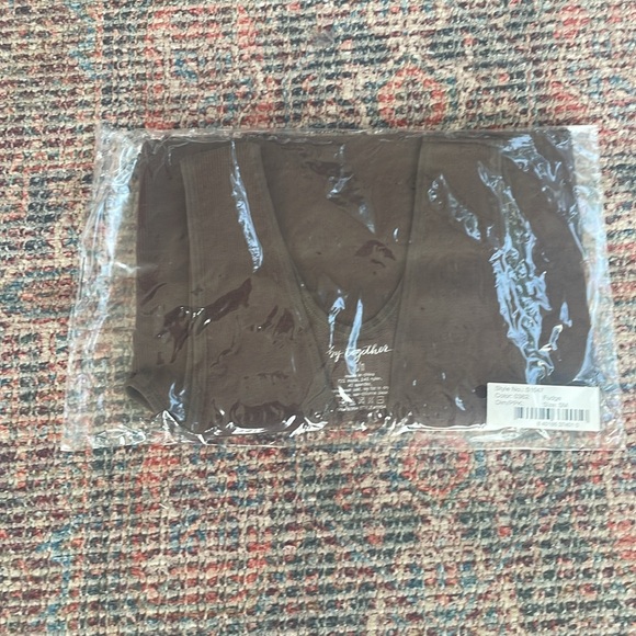 Seamless V neck crop Brown - Picture 2 of 4